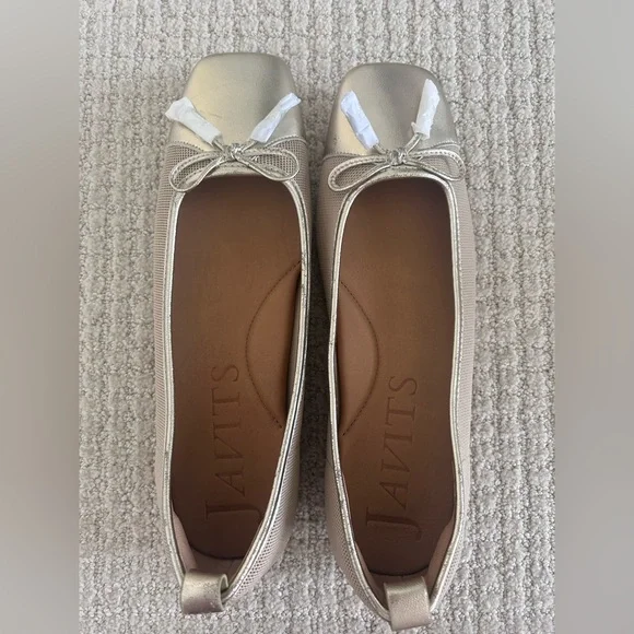 Eric Javits Gold Metallic Ballet Flat Women’s Size 9 NEW Breathable Mesh - Picture 6 of 13